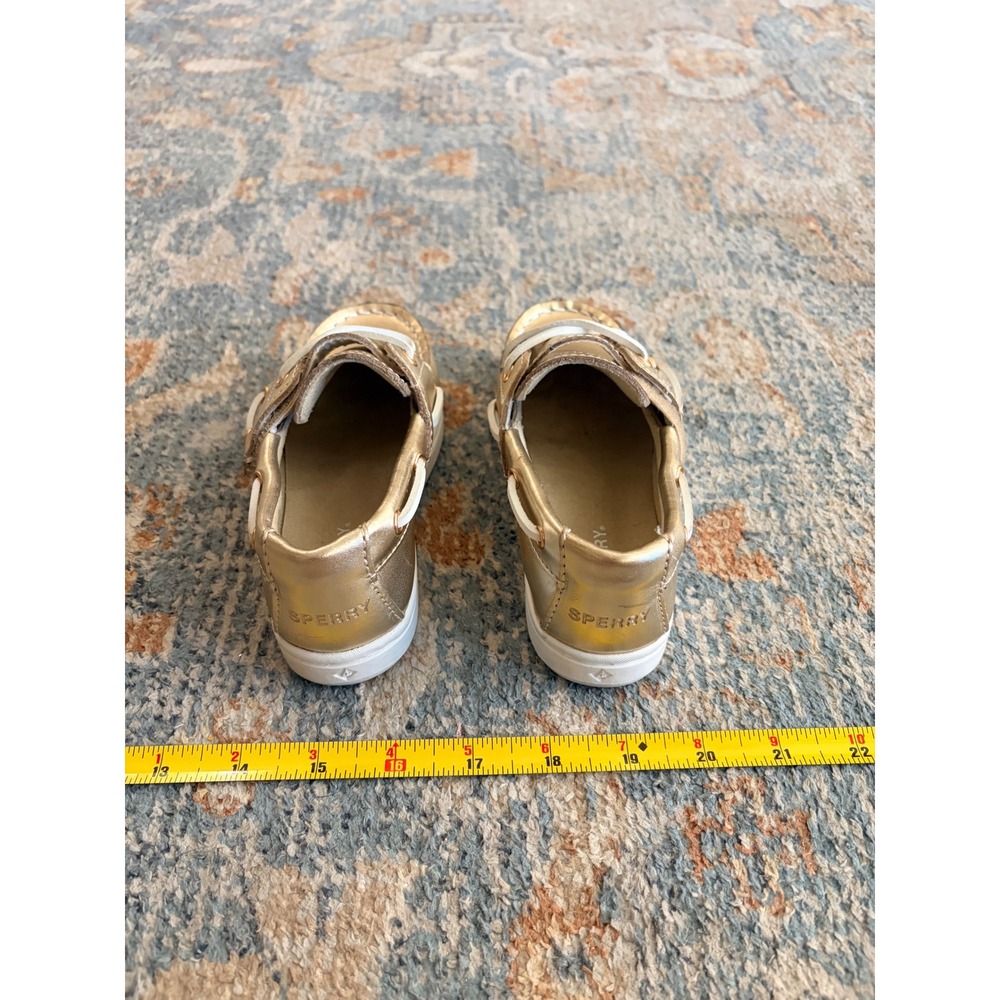 Sperry Kids Authentic Original 2-Eye Metallic Gold Champagne Boat Shoes Size 9 - Picture 5 of 10